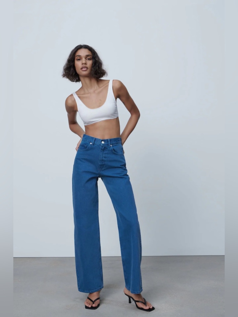 Zara Wide Leg Solid Color Jeans 8